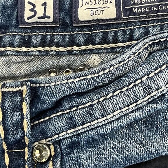 Miss Me Jeans Womens Denim Boot Cut Mid Rise JW5161B2 Distressed Blue Wash Sz 31 - Picture 6 of 11